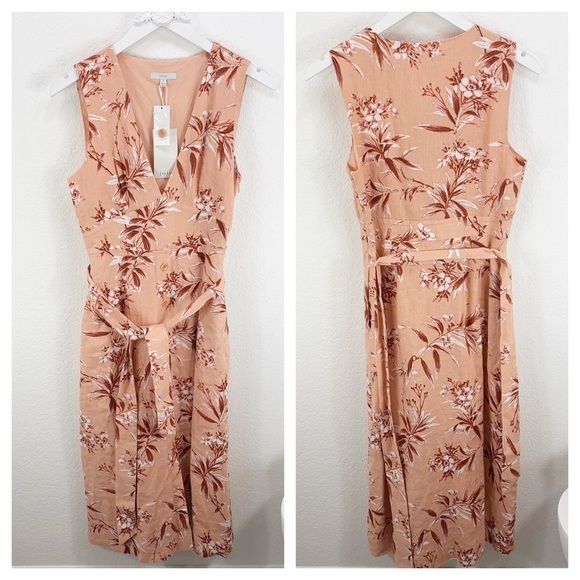 NEW NWT Joie Ethelda Dress Pink Floral Linen Midi Button Size Small S - Picture 2 of 9